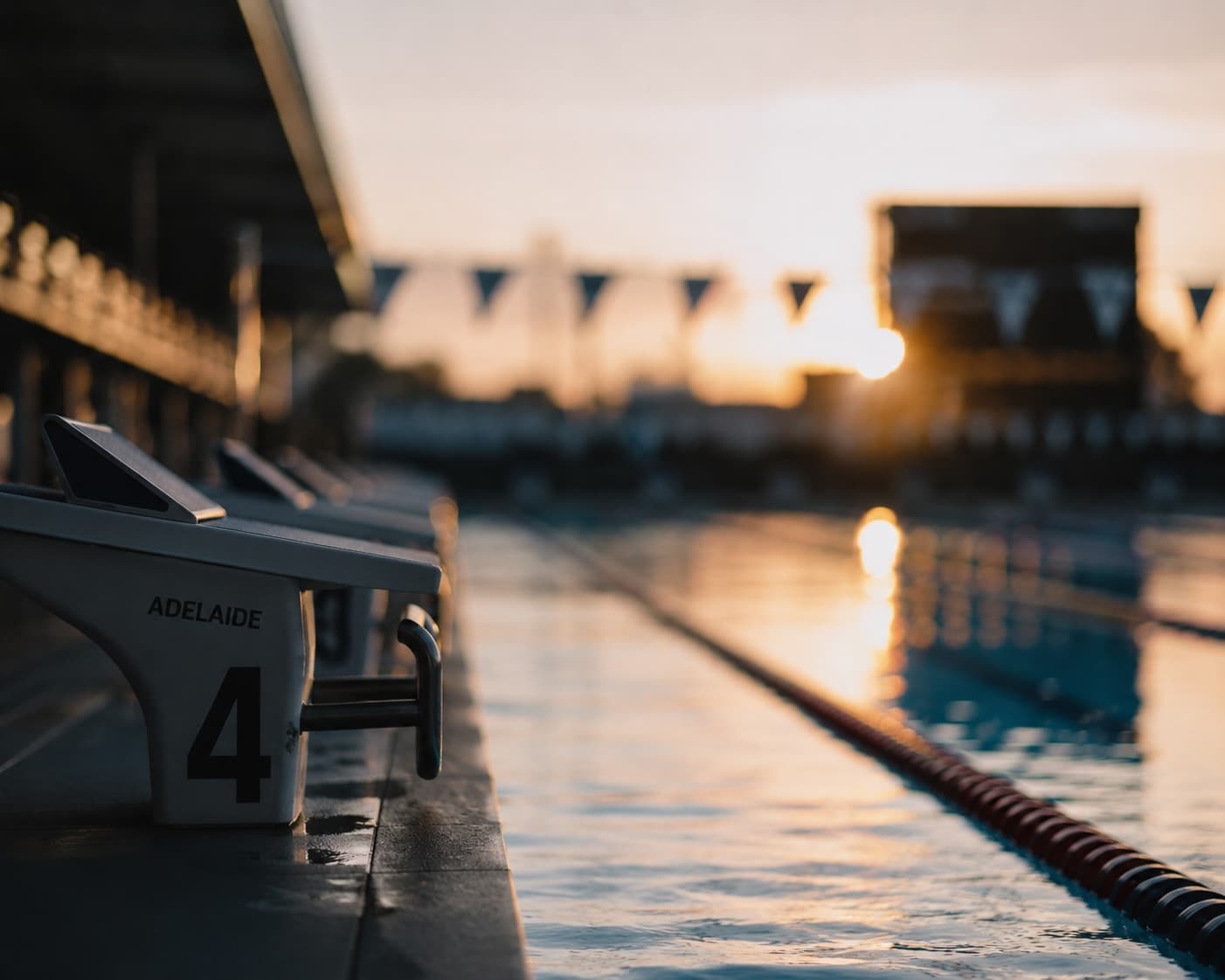Empty municipal pool at dawn
